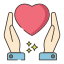 Hand holding a heart icon